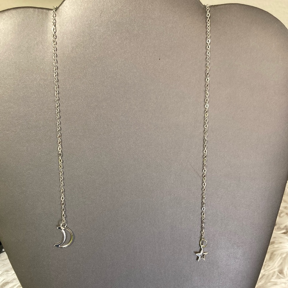Silver Moon and Star Pendant Necklace - Picture 2 of 8